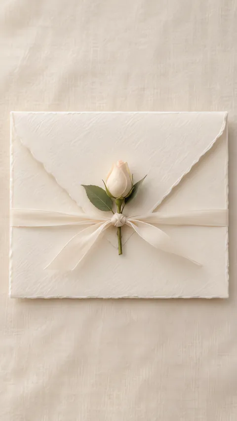 Rosebud digital wedding invitation, the envelope as guests first see it on their phone
