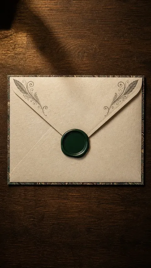 Library digital wedding invitation, the envelope as guests first see it on their phone